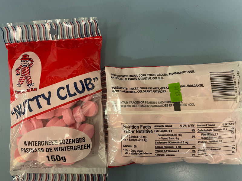 Nutty Club Wintergreen Lozenges (150g) - Candy Bouquet of St. Albert