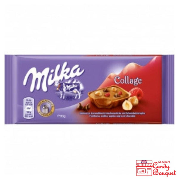 Milka Milk Chocolate Collage w/ Raspberry (93g)-Candy Bouquet of St. Albert